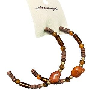 Free People Brown and Gold Beaded earrings nwt